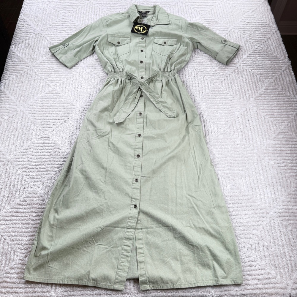 Millenium Shirt Dress Women's S Sage Green Utility Gorpcore Earthy Safari NWT